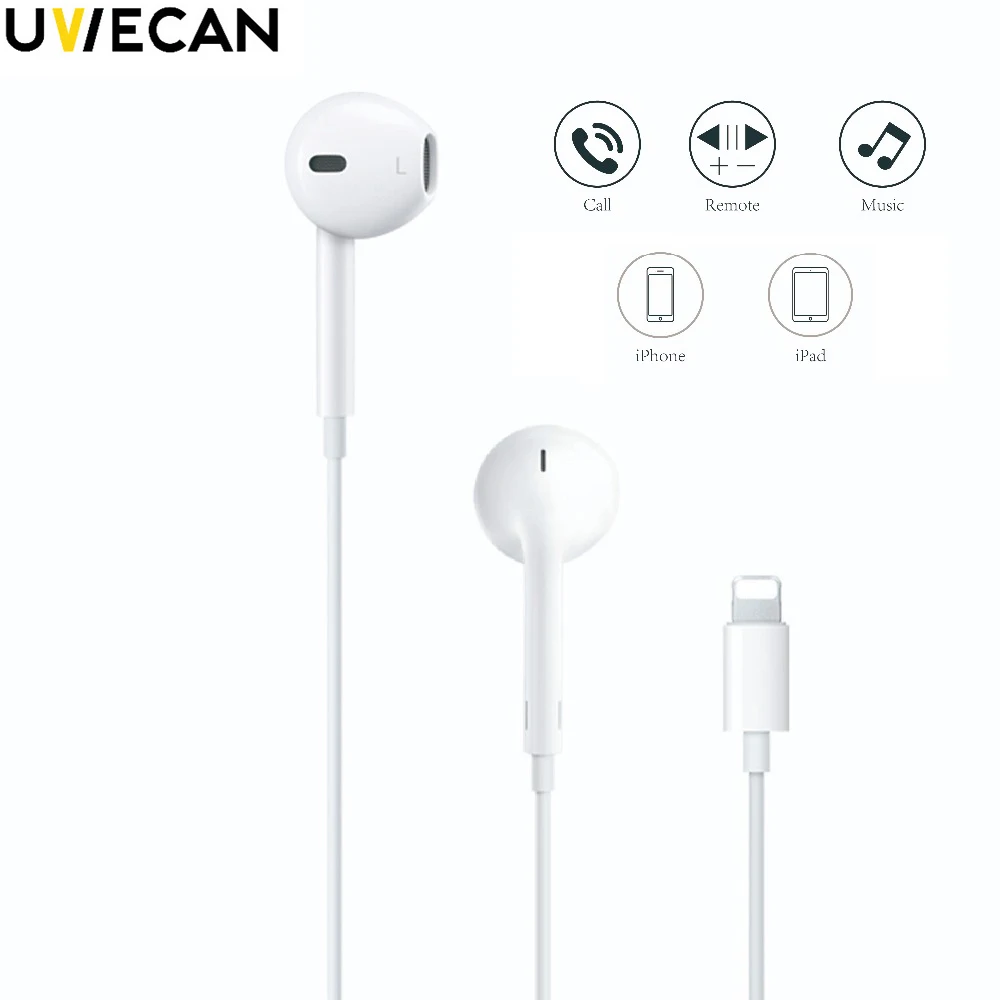 

For Lightning EarPods For Apple Earphone In Ear Earphones and Headphone with Microphone for iPhone 5 6 7 8 Plus iPhone Xs Max XR