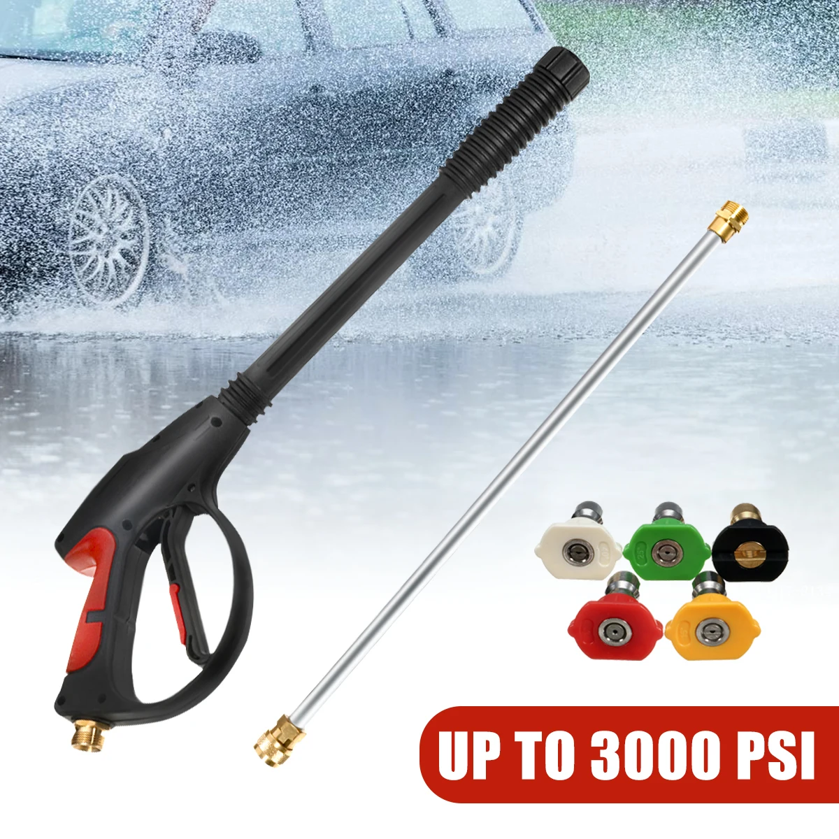 

Spray Gun Wand Lance Tips Power Pressure Washer Water Pumps Up to 3000PSI Car Washer Tips Kit Auto Cleaning Maintenance