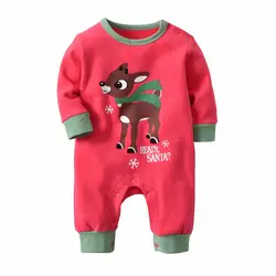 Одежда с принтом Санта-Клауса для маленьких мальчиков и девочек, хлопковая одежда с длинными рукавами для новорожденных, Детская Пижама