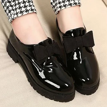 Caliente venta punta redonda Slip on charol Oxford zapatos para mujeres  estilo británico Vintage arco mujeres Oxfords zapatos planos del  otoño|leather coat for dogs|shoe leatherleather lace shoes - AliExpress