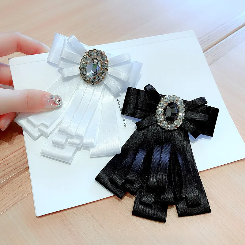 

Korea Handmade Fabric Solid Vintage Bowknot Rhinestone Shirt Pins Neck Bow Tie Bowknot Accessories Fashion Jewelry-YHNLB037F