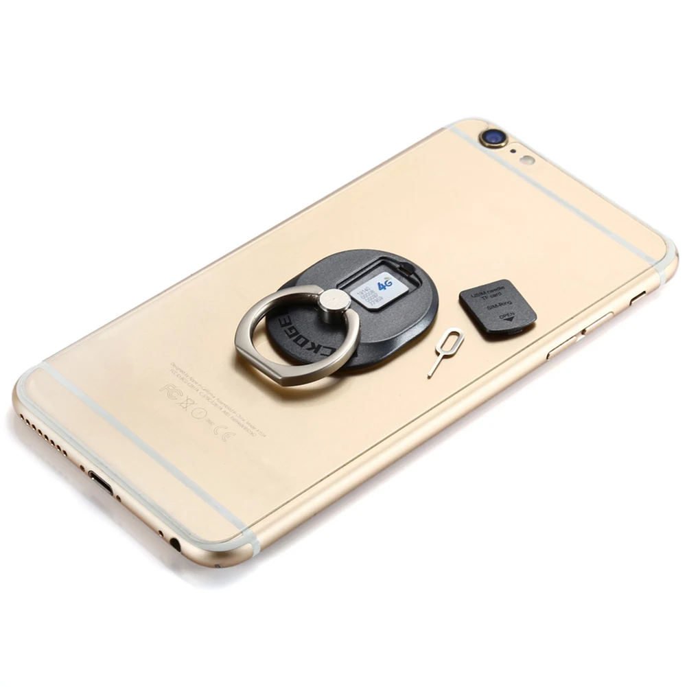 360 Degree Finger Ring Mobile Phone Smartphone Stand Holder with SIM Card Holder For iPhone Samsung Galaxy S7 Edge HTC Xiaomi
