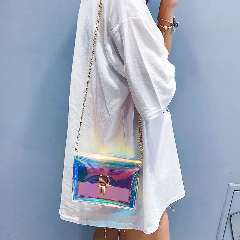 Holographic Women Handbags Laser Messenger Bags Chain Bag Shoulder Bag Clear Transparent Crossbody Bags Purse Flap Holographic Women Handbags Laser Messenger Bags Chain Bag Shoulder Bag Clear Transparent Crossbody Bags Purse Flap