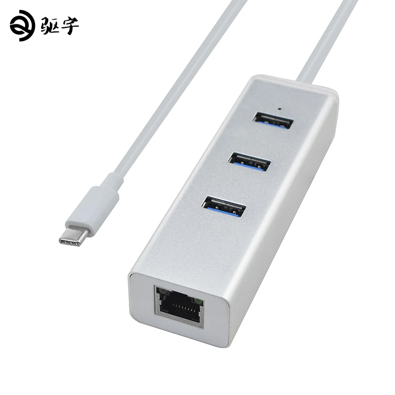 USB3.1 Тип C c концентратора 3 Порты с Fast Ethernet 10/100/1000 Мбит/с Gibabit сети карты LAN +