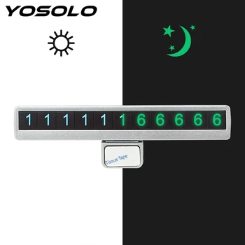 

YOSOLO Mini Mobile Phone Number Card Hidden Decoration Car Parking Number Plate Car Luminous Temporary Parking Card