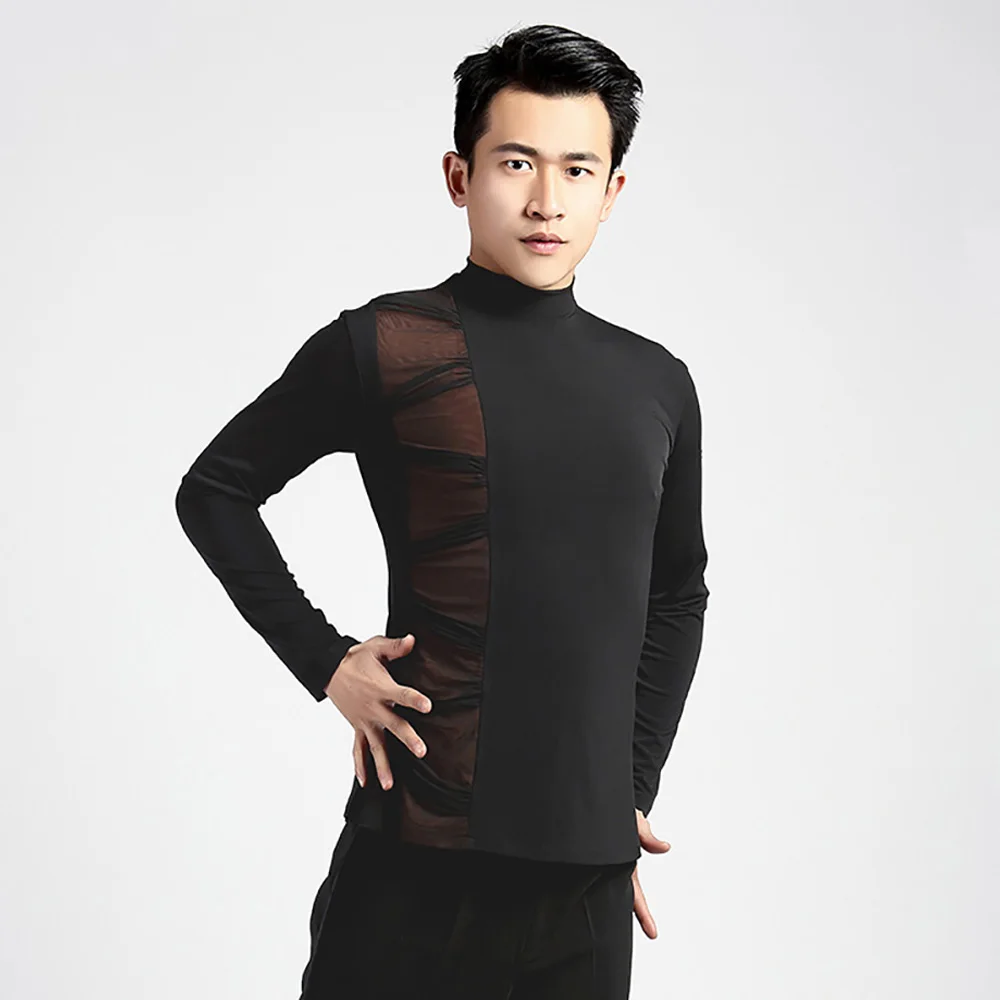 

Comfort Latin Dancing Shirts For Male Black Color Long Sleeve Original Tops Men Adult Modern Chacha Ballroom Sexy Clothes Q11131
