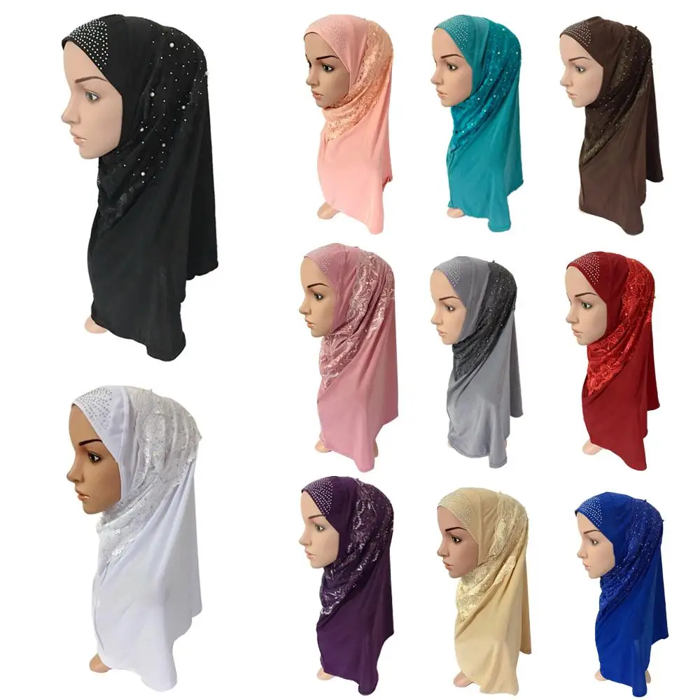 12PCS Women Muslim Hijab Islamic Head Scarf Lace Sequins Inner Cap Head Wrap Shawl Arab Amira Headwear Turban Shawl Random Color 12PCS Women Muslim Hijab Islamic Head Scarf Lace Sequins Inner Cap Head Wrap Shawl Arab Amira Headwear Turban Shawl Random Color