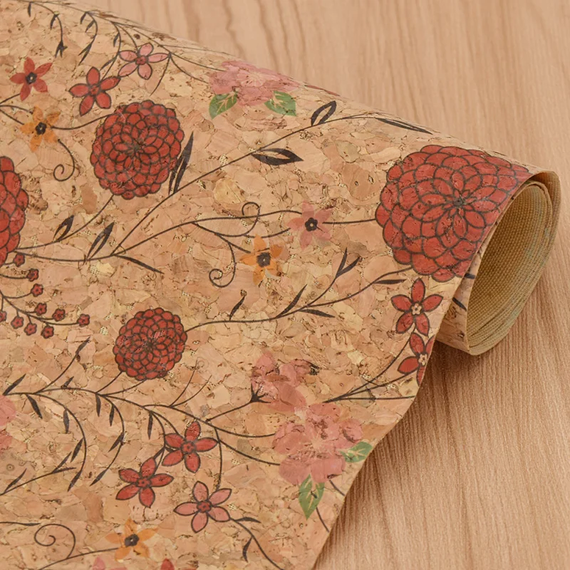Vintage Flower Pattern A3 Soft Cork Fabric Sewing Garment Crafts Accessories Bow-knot Bags DIY Handmade Decoration Materials