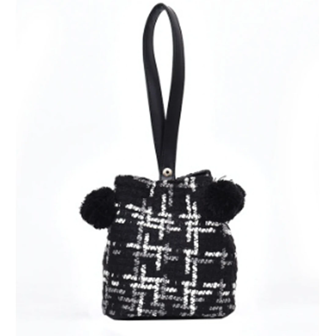 2017 new winter classic wool bucket bags pompom wristlets clutch