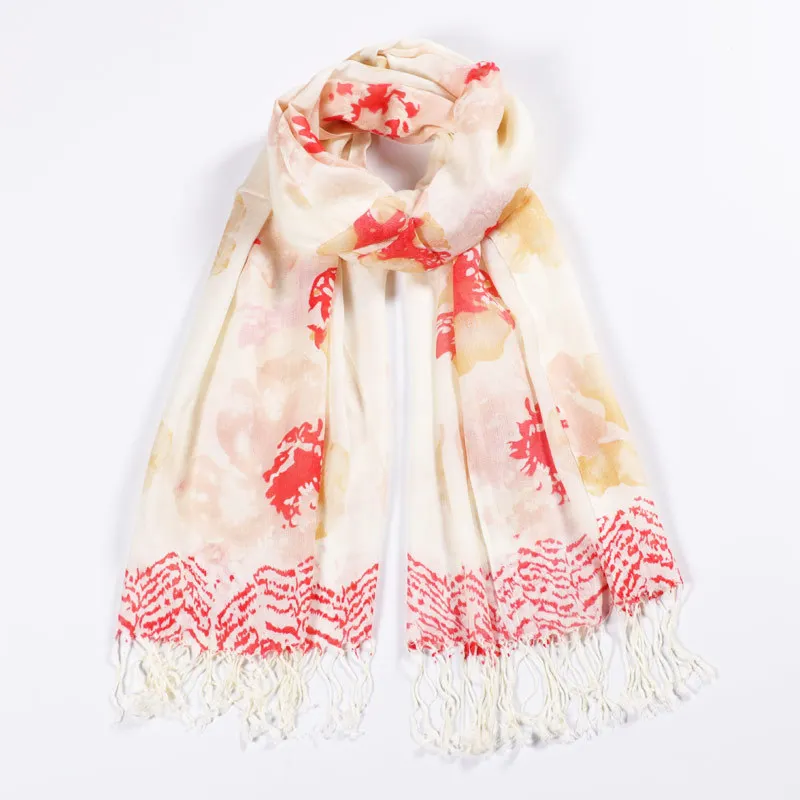 Дизайн Кешью цветочный принт модный шарф для женщин хлопковые шарфы шаль и обертывания бандана женский платок с кисточками - Цвет: Небесно-голубой