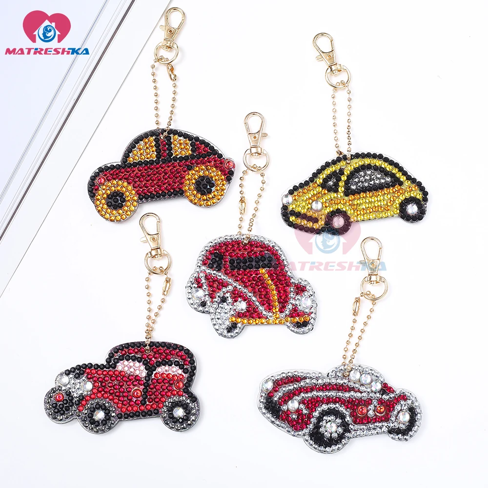 

DIY special Crystal Diamond Embroidery 5D Diamond Painting Key Chains accessories Round car Stickers Double Sided cartoon Decor