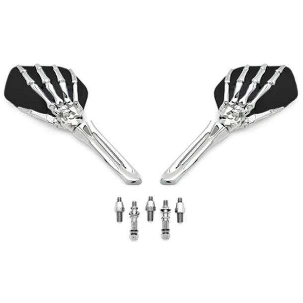 

Free Shipping Black/BlackChrome Skeleton Hand Motorcycle Mirrors For Harley Davidson Softail FXSTI Custom
