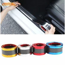 Carcardo 3D Carbon Fiber Protector Car Bumper Strip Door Sill Protector Strip Sticker 3D Carbon Fiber Soft Rubber Sticker