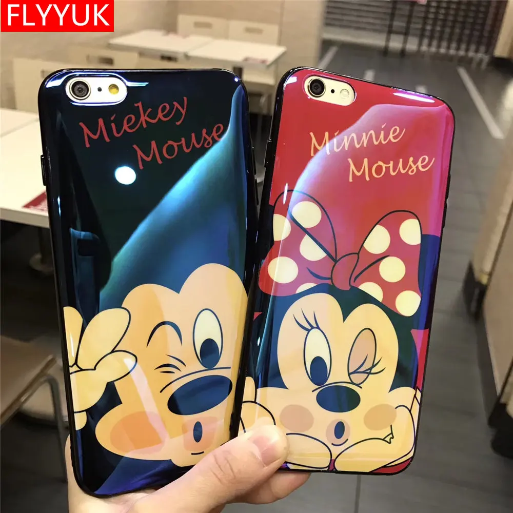 

Fashion Mickey Minnie Blu Ray Phone Case for IPhone 6 6s 7 8 Plus Case Lovers Pattern Soft IMD Glossy Pattern for Iphone X Cover