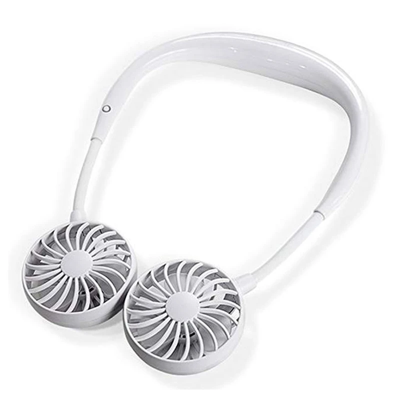 

Multi-Functional Rechargeable Hanging Mini Fan Head Neckband Fan Portable Mini Usb Fan Air Cooling Fan For Home(White)