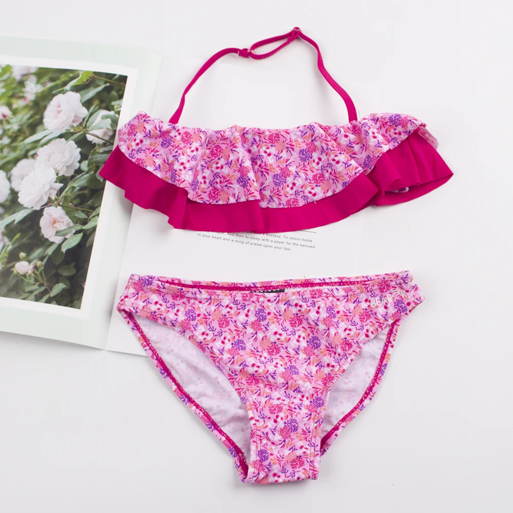 Multi Layer Falbala Girls Swimwear Costume Da Bagno Per Bambini Stampa Estate Bambini Fasciatura Bikini 2023 Bambino Teen Biquini Costume Da Bagno
