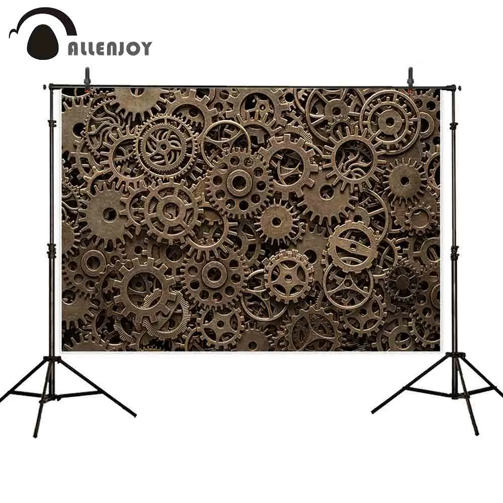 

Allenjoy photography backdrop steampunk brass cog wheels texture retro background photocall photo shoot prop customize