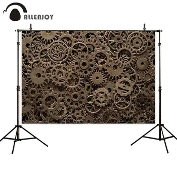 

Allenjoy photography backdrop steampunk brass cog wheels texture retro background photocall photo shoot prop customize