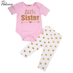 Helen115/Милая футболка с короткими рукавами + штаны для новорожденных девочек от 0 до 7 лет