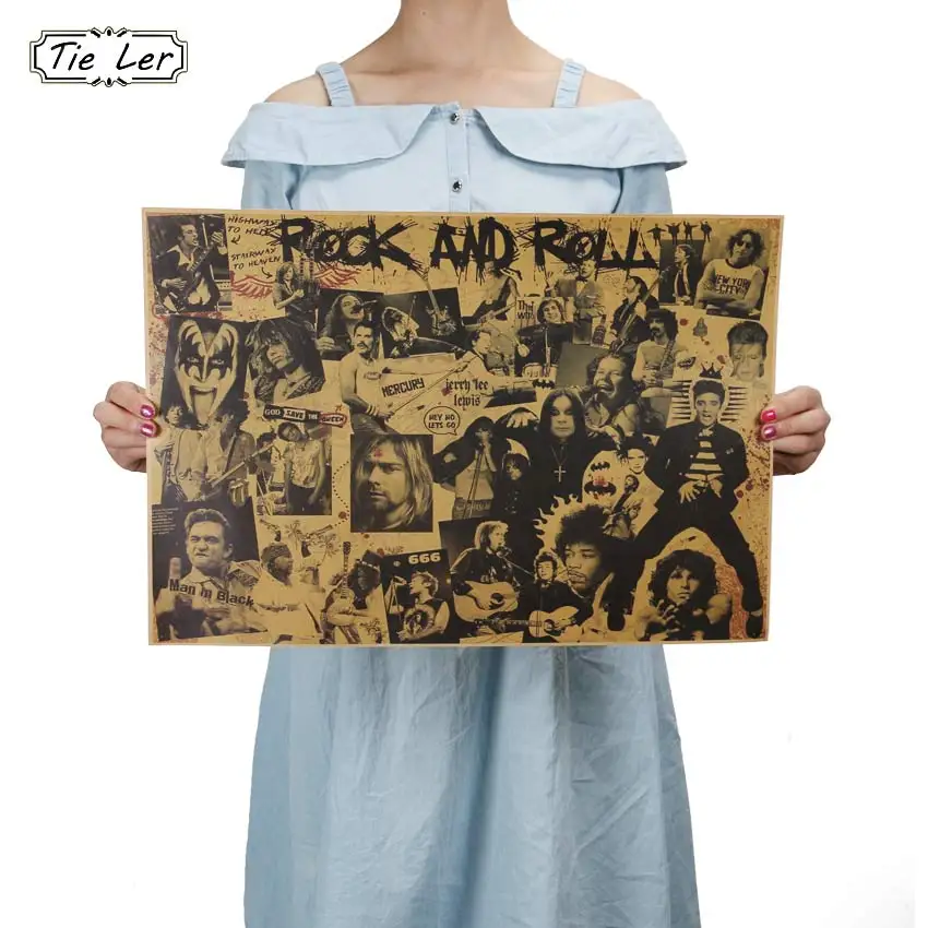 

TIE LER Rock and Roll Music Posters Famous Rock Singer Personalised Room Decoration Kraft Paper Wall Sticker