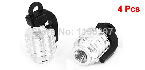 4 Pcs Silver Tone Grenade Style Motorbike Car Tire Tyre Valve Cover Caps |