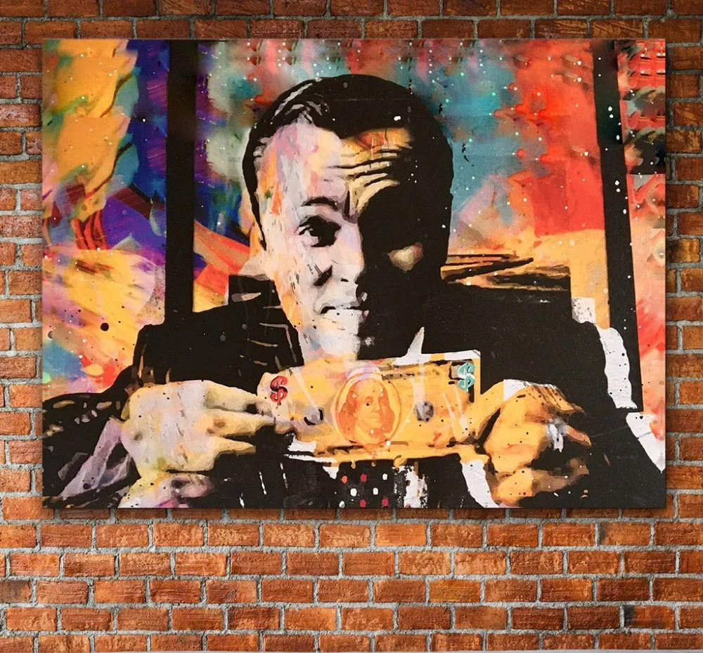 Kaufen HD Leinwand Drucken Home Wand Decor Kunst Malerei Wolf Von Der Wall Street Geld Spricht Abstrakte unFramed Leinwand Wand Kunst Unbesiegbar