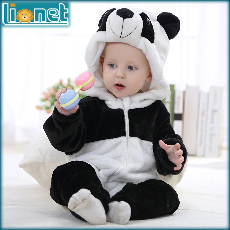 0 24 Month 3D Panda Cute Animal Kids Sleepwear Soft Flannel Children's