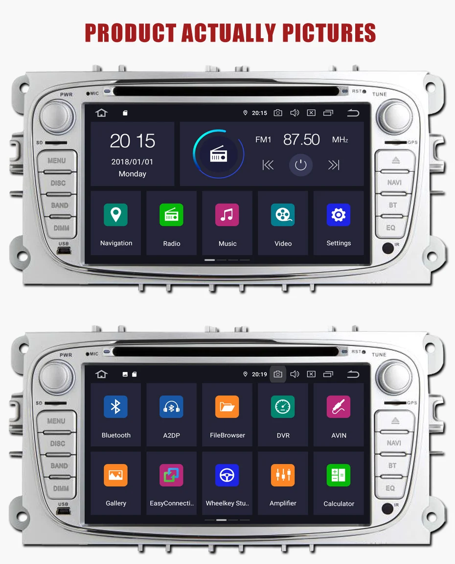 Best KANOR 1024*600 IPS Android 9.0 2din Car Radio For Focus 2 Mondeo S-Max 2009 2010 2011 Autoradio Multimedia Audio Car Stereo 12