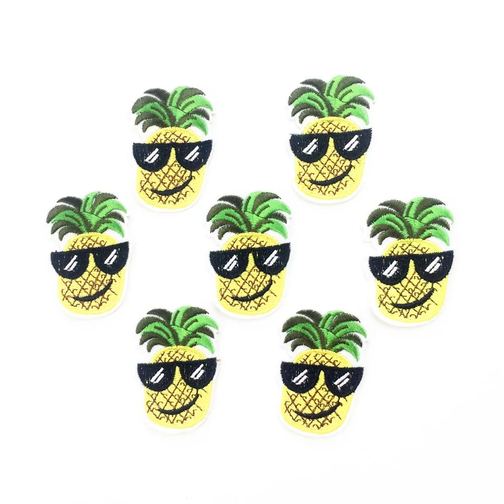 

Embroidered Iron On Patches For Clothing Iron On Stickers Embroidery Appliques For Garment Pineapple With Glass DIY Sewing Badge