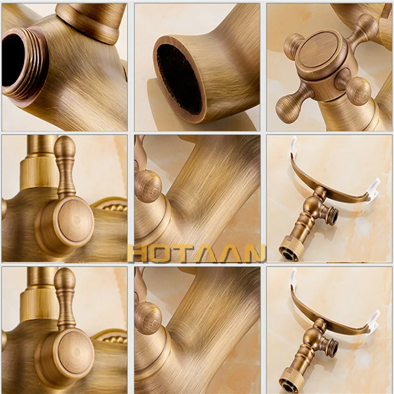 US $61.10 Free shippingBathroom Bath Tub Wall Mounted Hand Held Antique Brass Shower Head Kit Shower Faucet Sets YT5328A