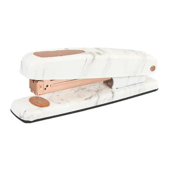 

Marble Print Stapler Metal Rose Gold Desktop Manual Staplers 15 Sheets Capacity with Classic Modern Design and Non-slip Base