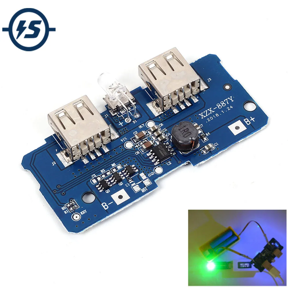 

3pcs 5V 2A Power Bank Charger Board Charging Circuit Board Step Up Boost Power Supply Module Dual USB Output