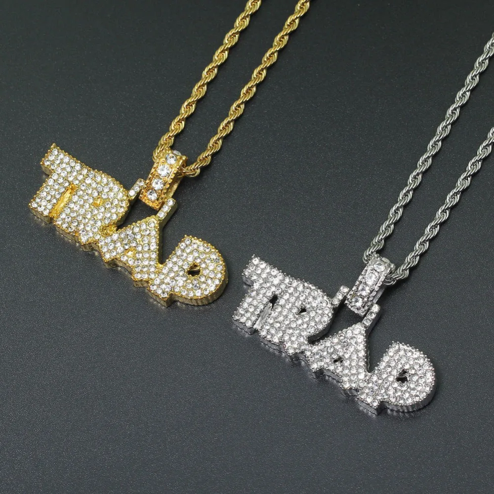 Блестящий сплав AAA стразы ожерелье TRAP хип хоп вечерние ювелирные изделия подарок