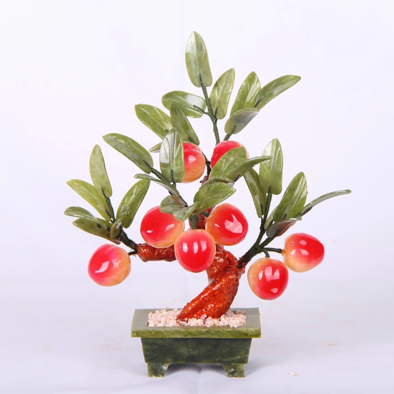 

8 natural jade Topaz jade jade crafts peach bonsai birthday gift ornaments