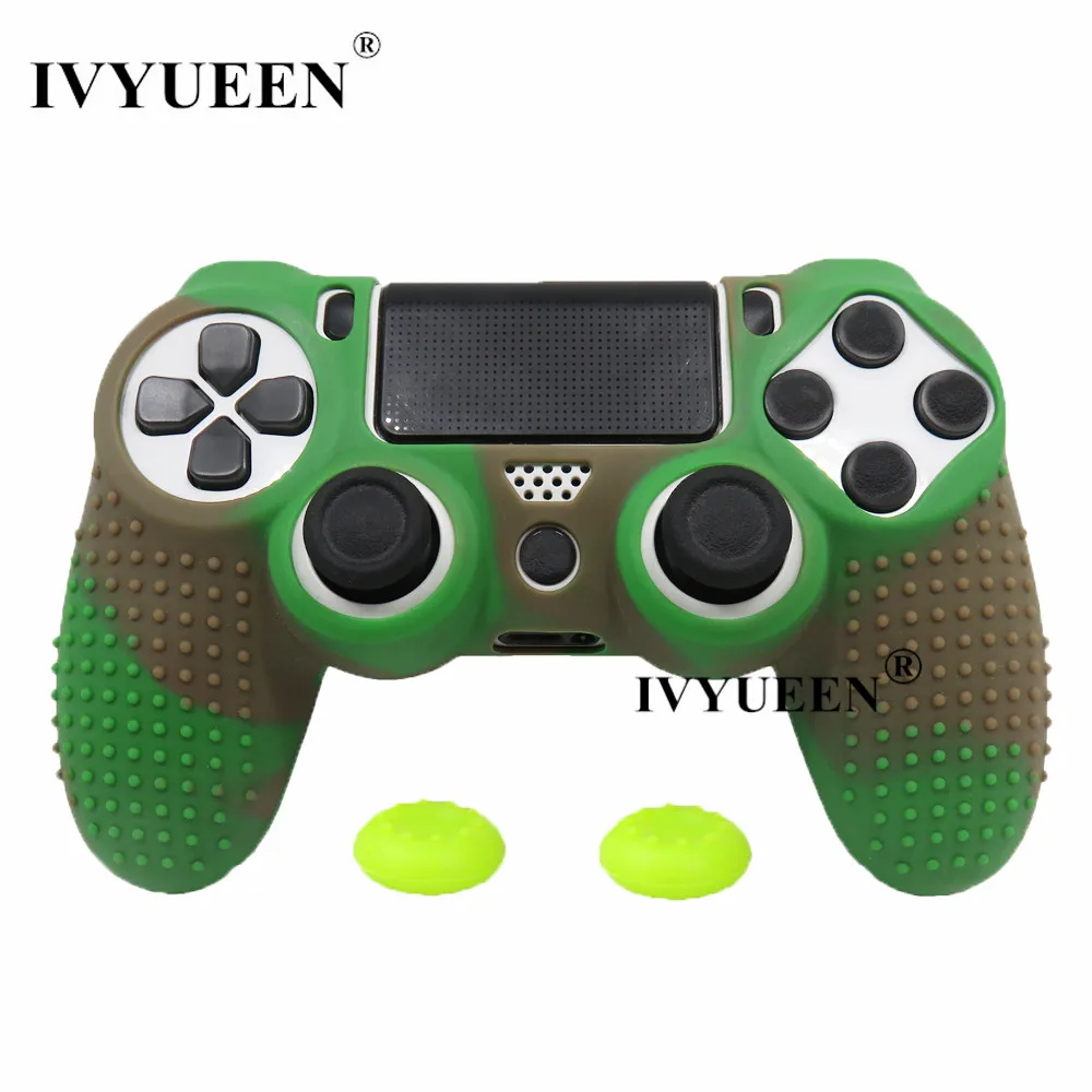 Силиконовый резиновый чехол IVYUEEN для playstation 4 Dualshock 4 PS4 Pro, тонкий защитный чехол для контроллера с захватами для большого пальца