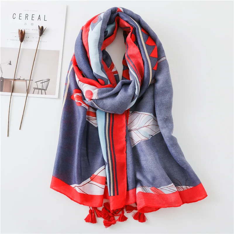 new-spring-ins-pink-leaves-painted-cotton-scarf-sunscreen-shawl-holiday-travel-scarves