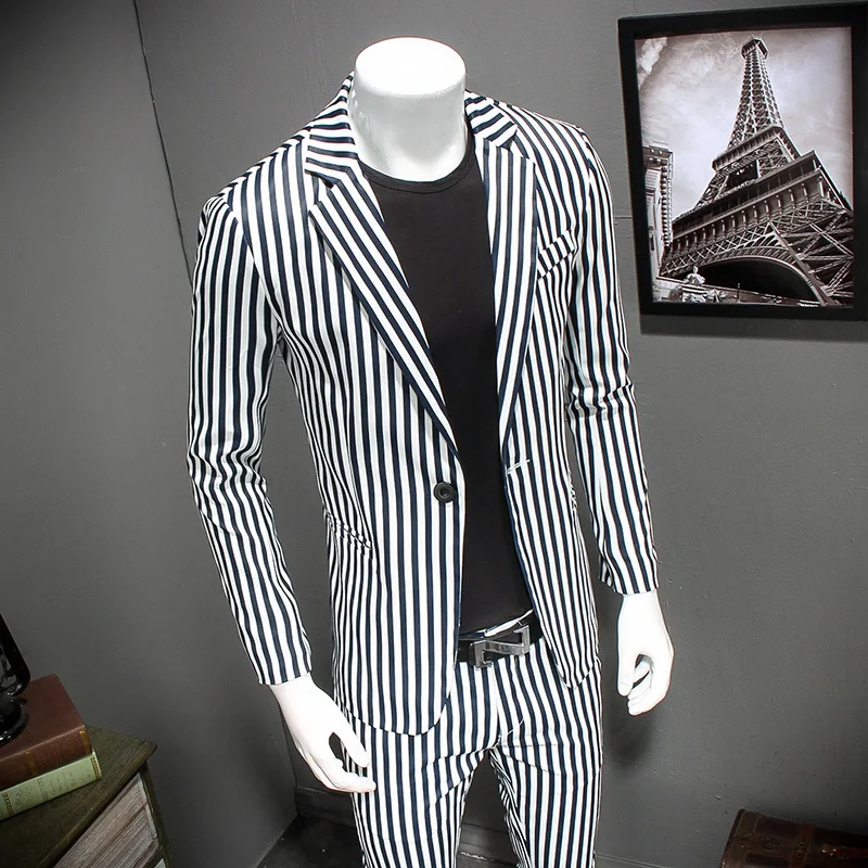 مخطط سترة الرجال 2018 الرجال أنيق سليم صالح السترة سترة خمر سترة chaquetas هومبر دي vestir زائد size4xl