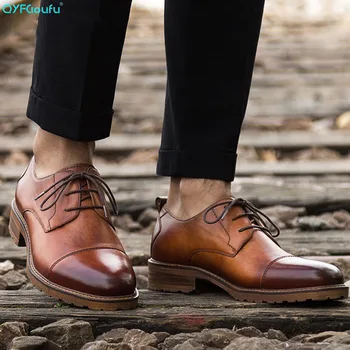 

QYFCIOUFU 2019 Italian Luxury Brand Mens Dress Shoes Vintage Oxford Shoes For Men High Quality Genuine Leather Formal Shoes Men