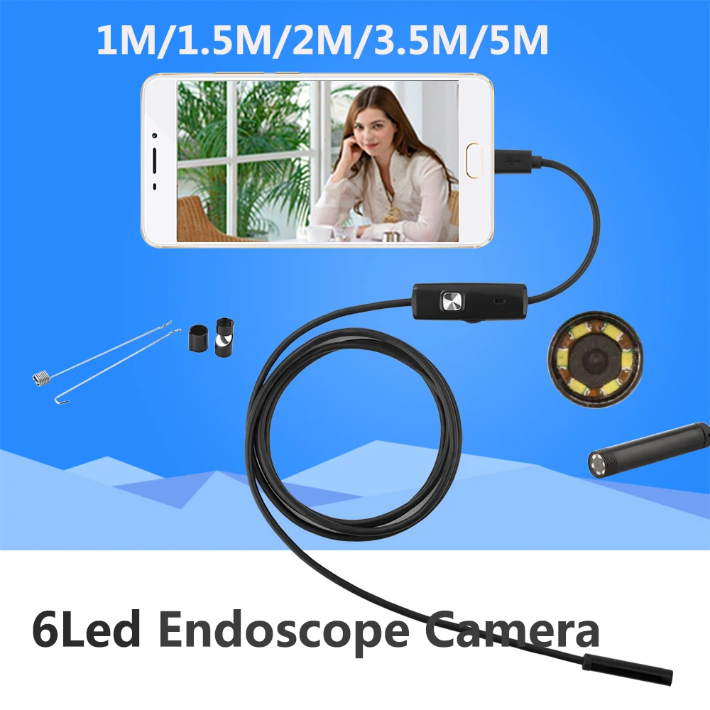 Камера Эндоскоп 5 мм 2 м мини Usb android для подводной съемки м|endoscope camera|inspection endoscopeusb |