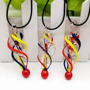

Free Shipping Wholesale Hot Fashion 5Pcs Multicolor Twisted Lampwork Glass Pendant Necklace,Fashion Necklace
