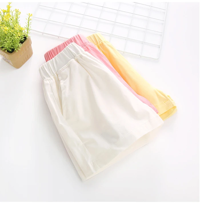 Популярные шорты для маленьких девочек новые летние резинка на талии с бантом однотонные повседневные модные детские короткие штаны детская одежда яркие цвета XL386