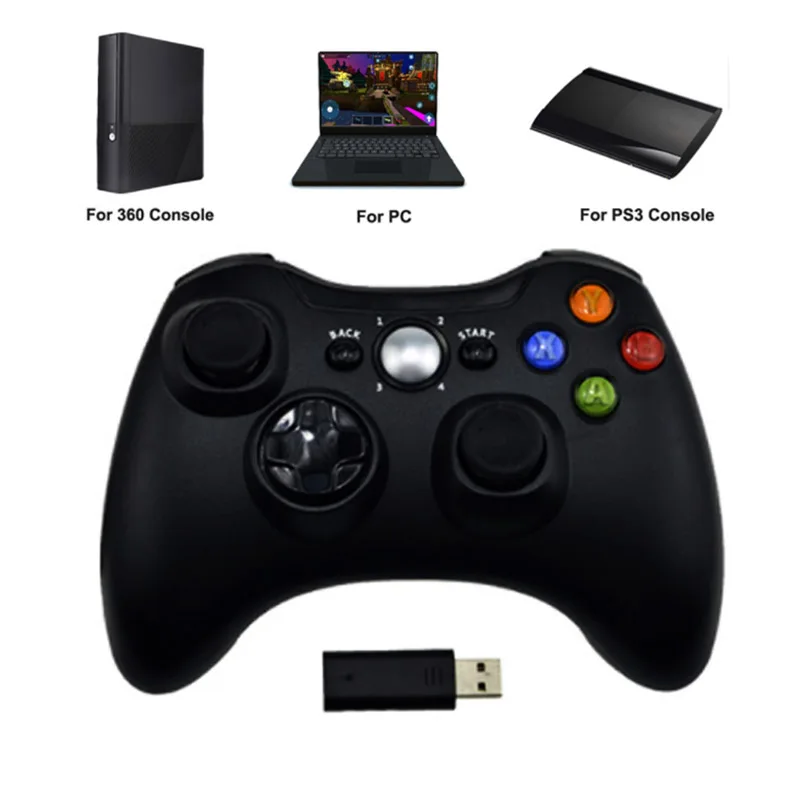 Online 3 en 1 2,4 GHz Bluetooth controlador inalámbrico para Sony PS3 para Xbox 360 consola juego Control de joystick para ordenador Win7 Win8 Win10