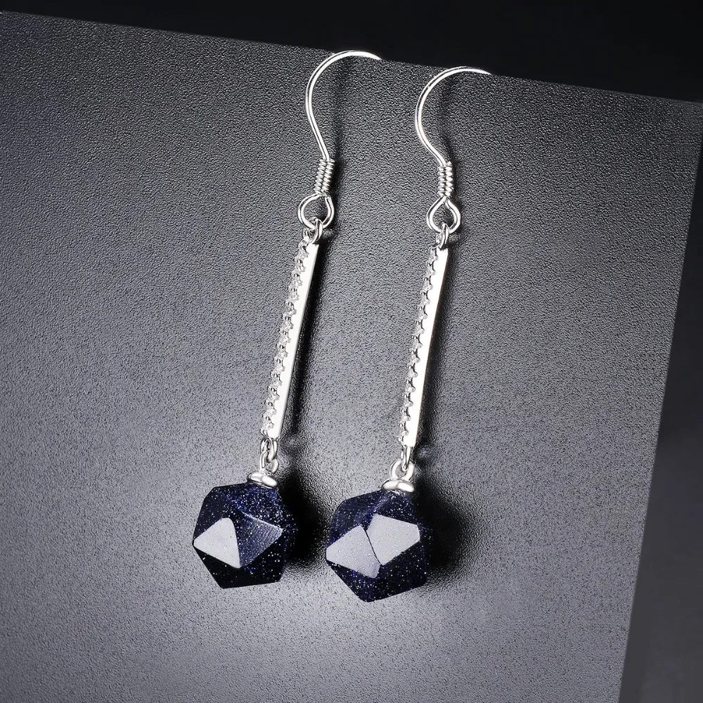 

Elegant 925 Silver Dangle Earrings for Women Gemstone Aventurine Wedding Christmas Gift 2019