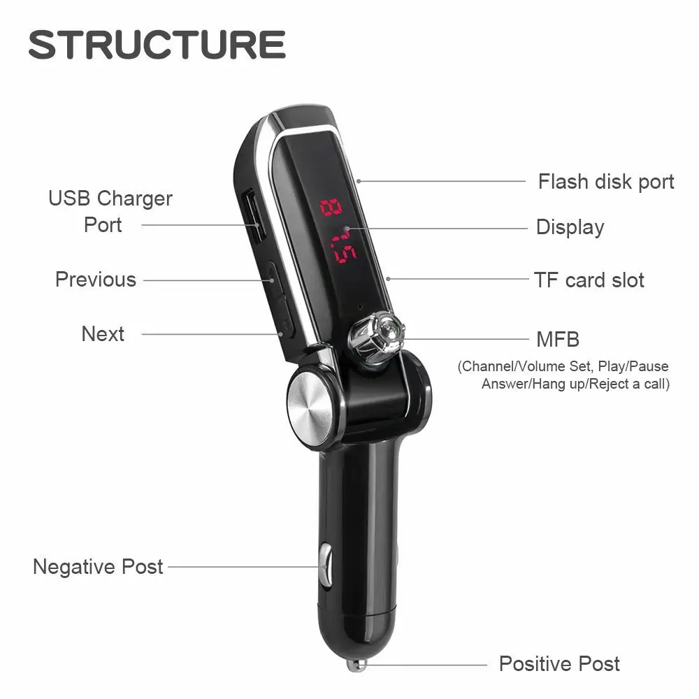 Громкой связи Bluetooth автомобильный комплект 2 USB Автомобильное зарядное
