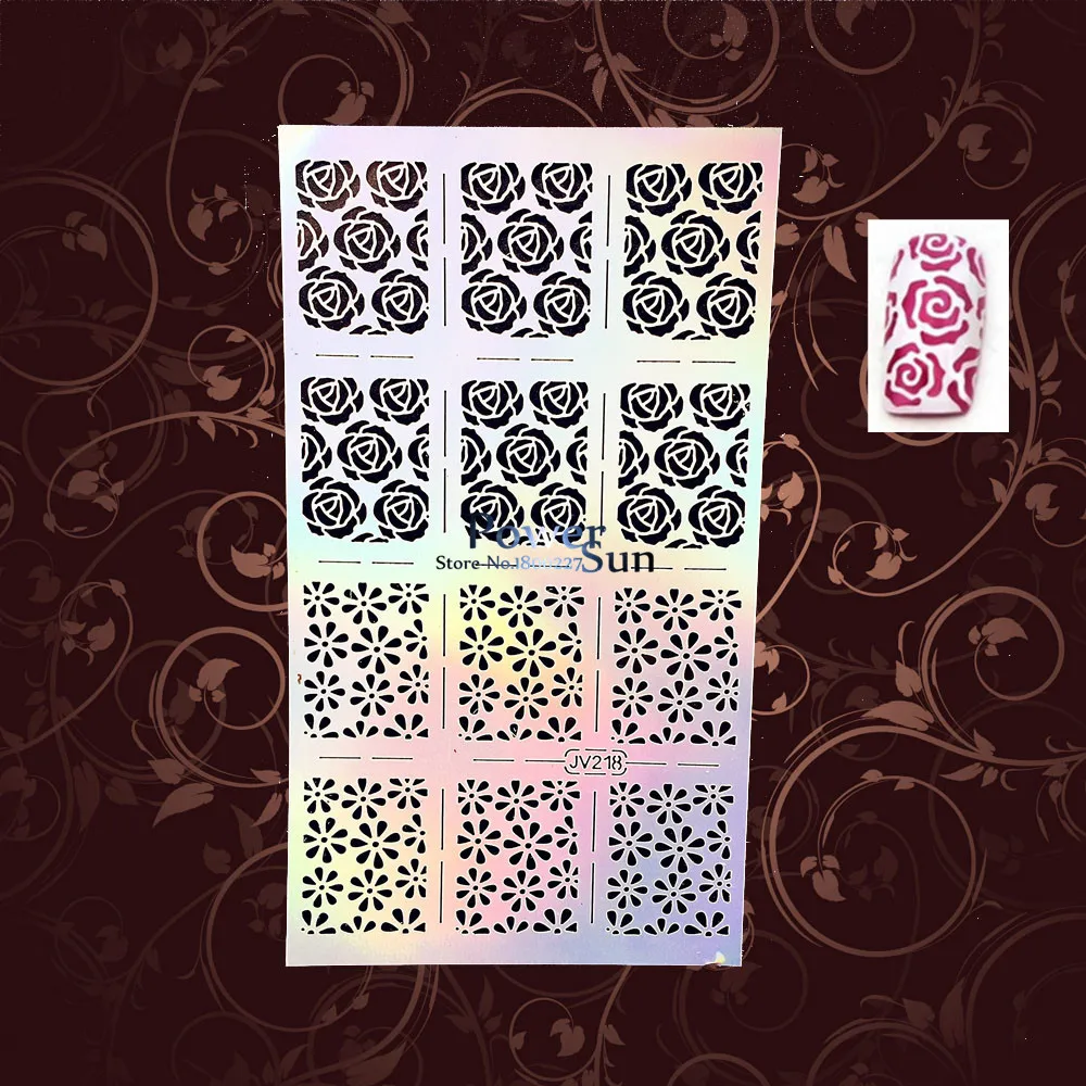 

Sexy Roses Nail Art Stencil Stamping Template Nail Foil Vinyls Health Reusable Nail Stickers PJV218 Christmas Pattern Nail Decal