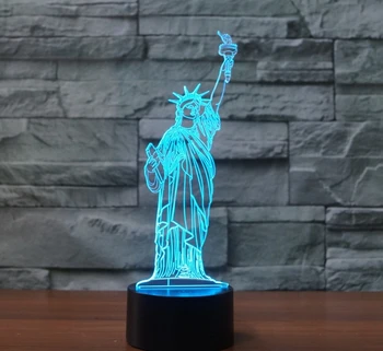 

[Seven Neon]free Shipping Liberty goddess Acrylic 7Colors Desk Lamp 3D Lamp Novelty gift Led Night Light Millennium Falcon Light