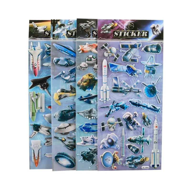[NEW] 4 style space stickers 3D children's three-dimensional bubble stickers satellite rocket ship small stickers children gifts