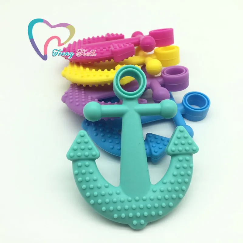 

Teeny Teeth 10 PCS Silicone Anchor Pendants DIY Nursing Accessories Baby Toys Food Grade Anchor Teether Pendants Teething Toy