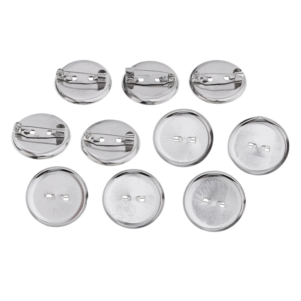 

10 Pieces Metal Brooch Blank Lapel Pin Badge Base Pin-Back Button Base 23MM