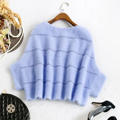 

New winter cloak bat sleeve Pullover Sweater Mao Shuidiao female mink cashmere shawl short coat